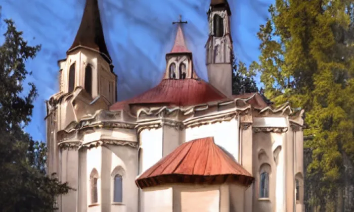 Kostel svatého Vavřince (Kožlany) – akvarel