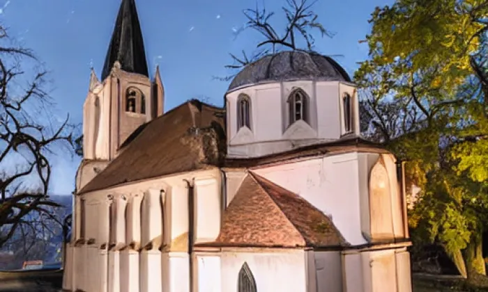 Kostel svatého Vavřince (Kožlany) – noc