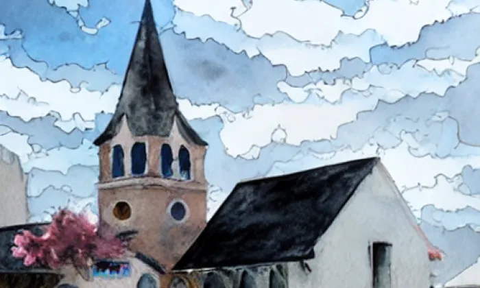 Kostel svatého Vavřince (Přídolí) – akvarel