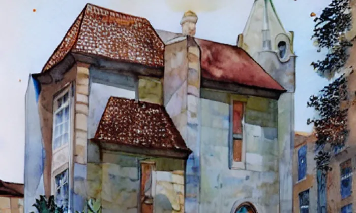Kostel svatého Vavřince (Rakšice) – akvarel