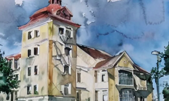 kostel svatého Vavřince (Seč) – akvarel