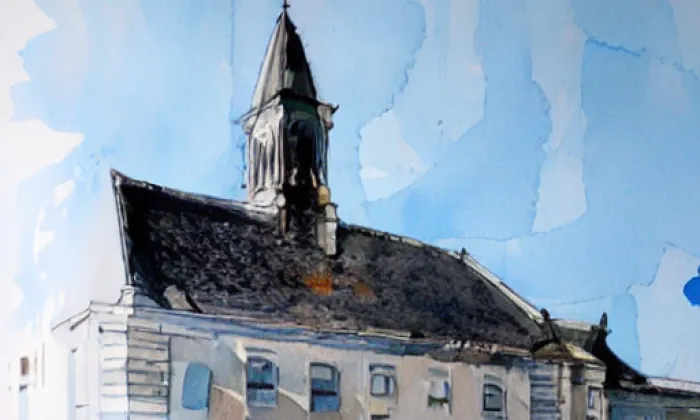 Kostel svatého Vavřince (Ves) – akvarel
