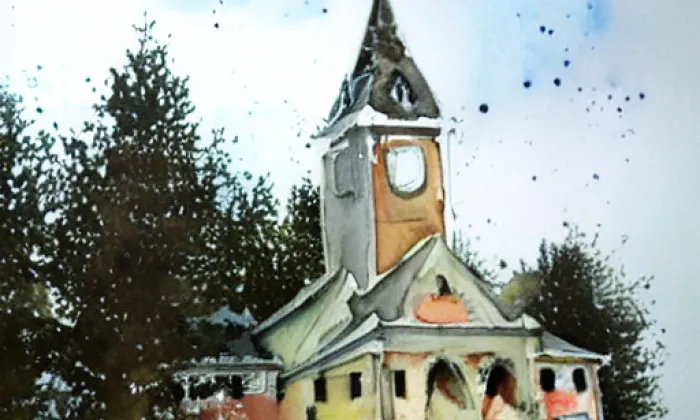 kostel svatého Zikmunda (Rapšach) – akvarel