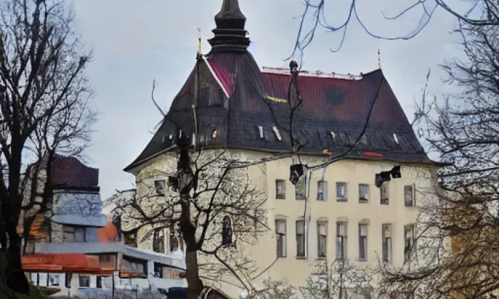 Kostel Všech svatých (Bratrušov) – akvarel