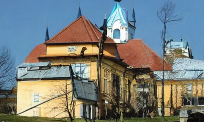 kostel Všech svatých (Dobromilice) – akvarel