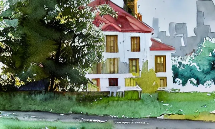 Kostel Všech svatých (Horšov) – akvarel