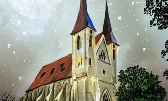 kostel Všech svatých (Libočany) – noc