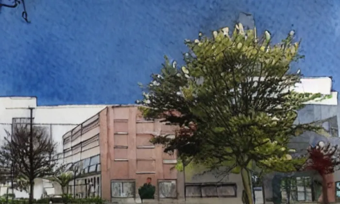Kostel Všech svatých (Libochovice) – akvarel