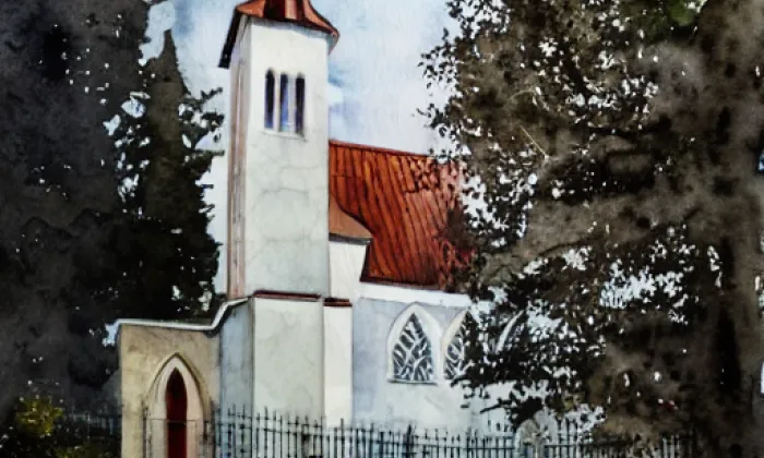 Kostel Všech svatých (Moravský Krumlov) – akvarel