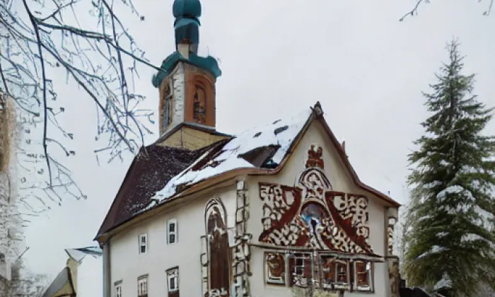 Kostel Všech svatých (Přeskače) – akvarel