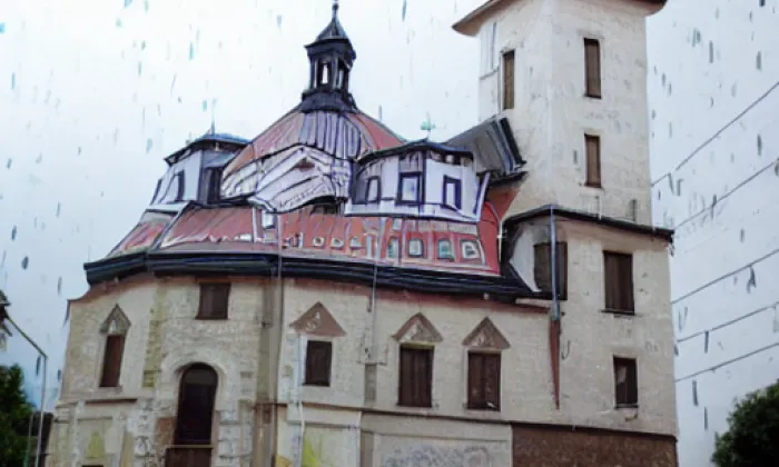 Kostel Všech svatých (Vlčovice) – akvarel