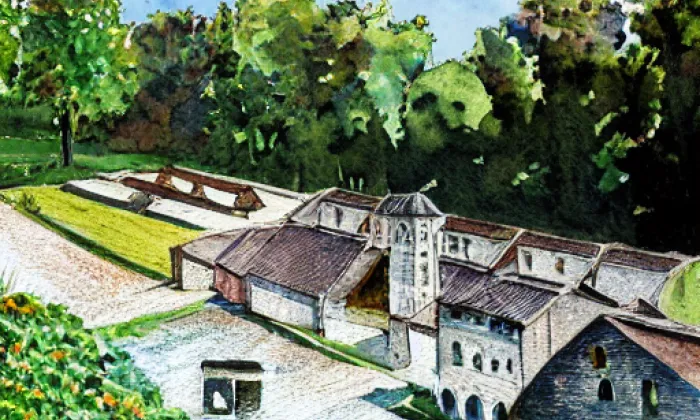 kostel v Modré – akvarel