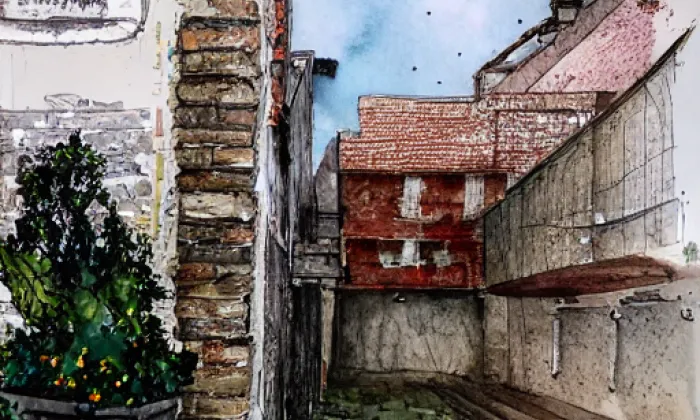Kostel Zvěstování Panně Marii – akvarel