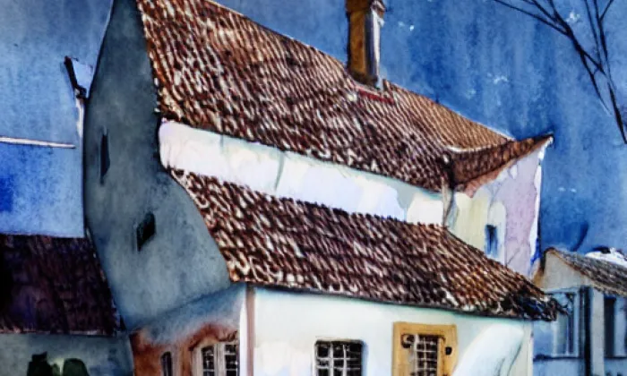 kostel Zvěstování Panny Marie (Dobrš) – akvarel