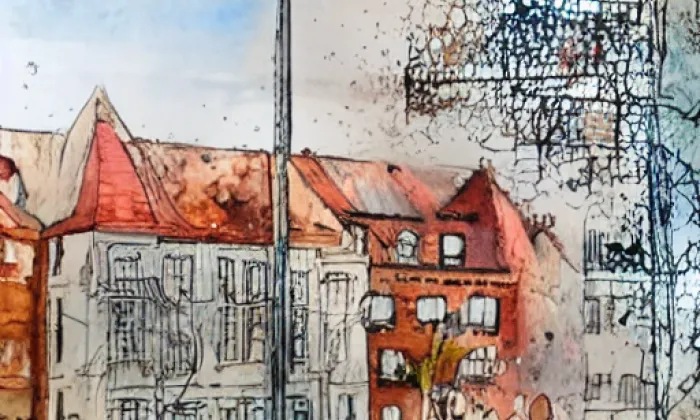 Kostel Zvěstování Panny Marie (Pardubice-Staré Město) – akvarel