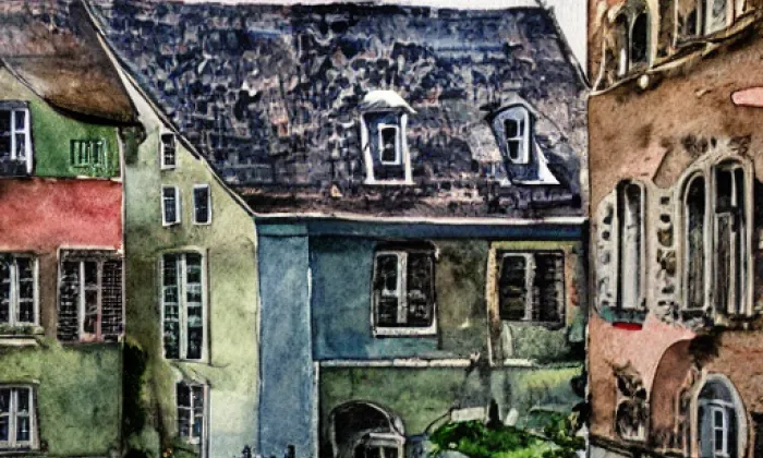 Kostelní Bříza – akvarel