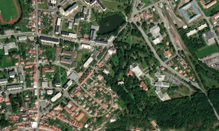 Kotěrova vila (Bechyně) – letecký pohled