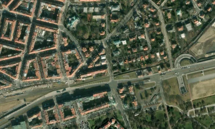 Koulova vila – letecký pohled