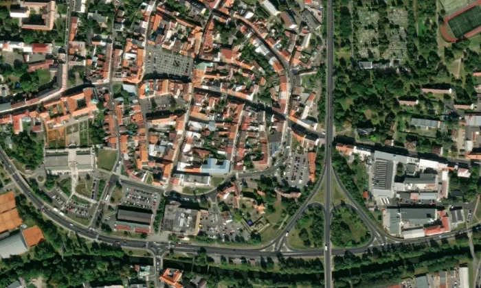 Kounicův dům – letecký pohled