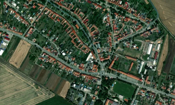 Kovárna v Těšanech – letecký pohled