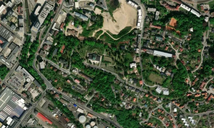 Krematorium v Liberci – letecký pohled