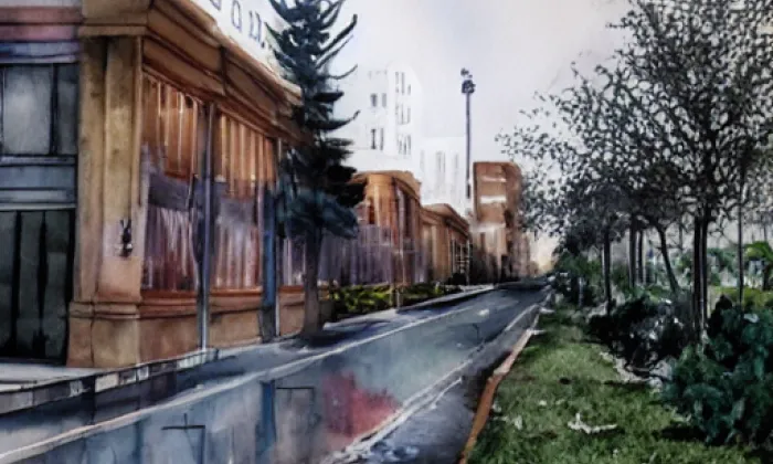 Kroměřížská Ulice – akvarel