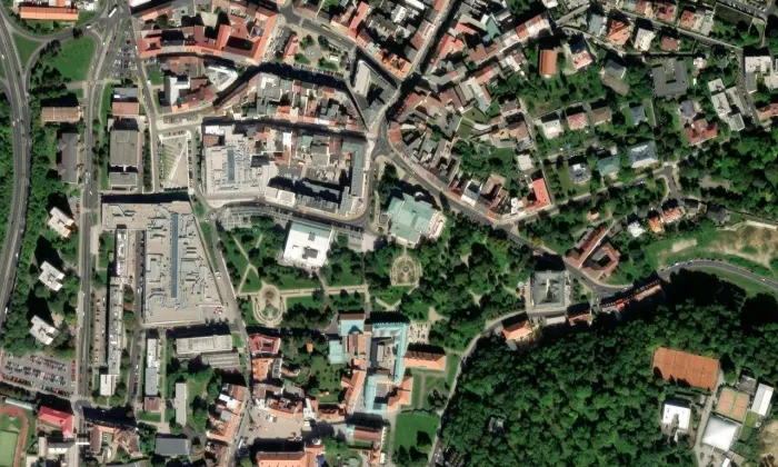 Krušnohorské divadlo v Teplicích – letecký pohled