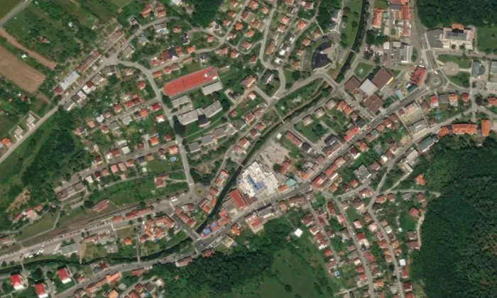 Lázeňský pavilón Krystal – letecký pohled