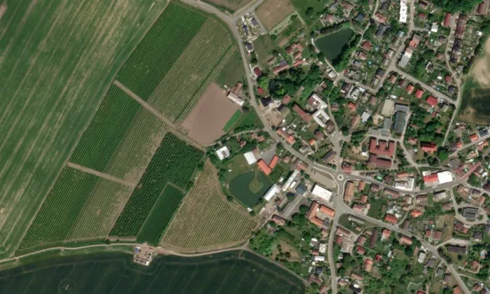Libčany – letecký pohled