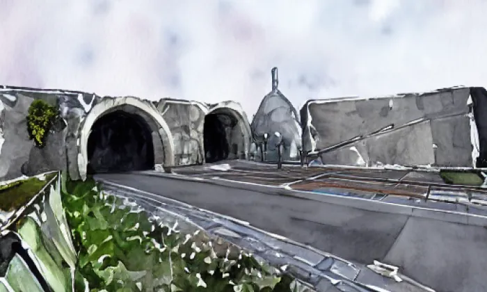 Lochkovský tunel – akvarel