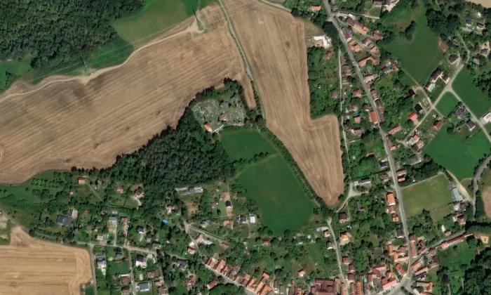 Loretánská kaple u Pyšel – letecký pohled