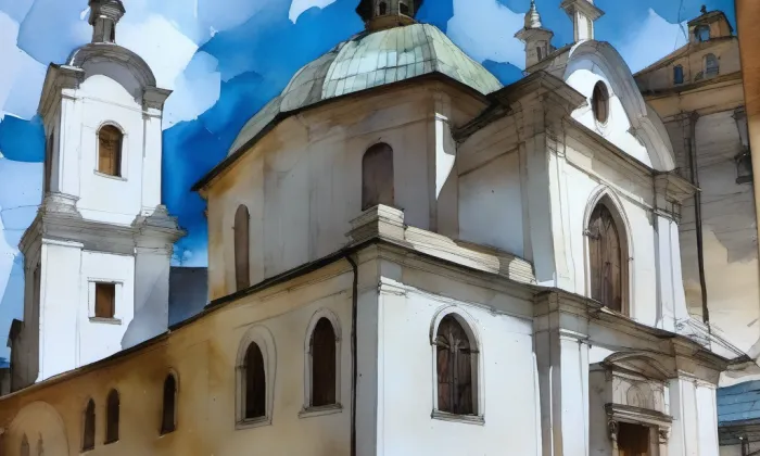 loretánská kaple v Brně – akvarel