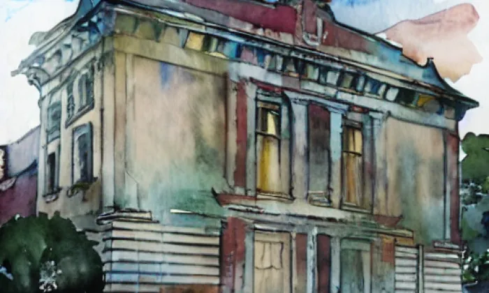 Městský dům kultury Petra Bezruče – akvarel