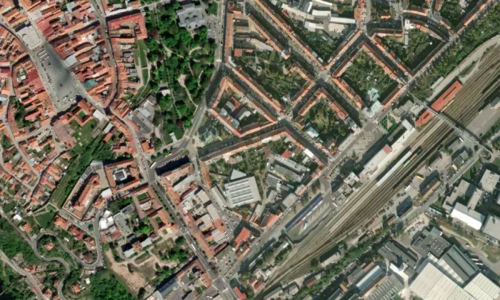 Městské divadlo Znojmo – letecký pohled