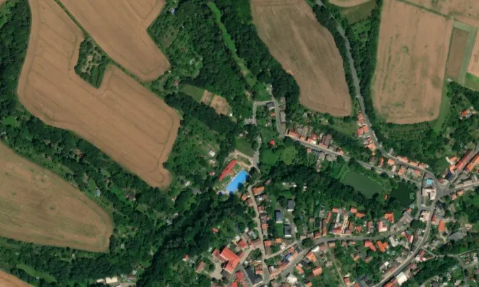 Městské lázně Mšeno – letecký pohled