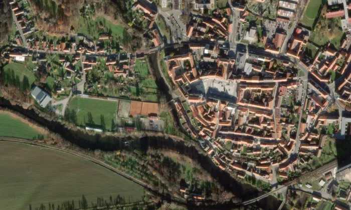 Městské opevnění (Horažďovice) – letecký pohled