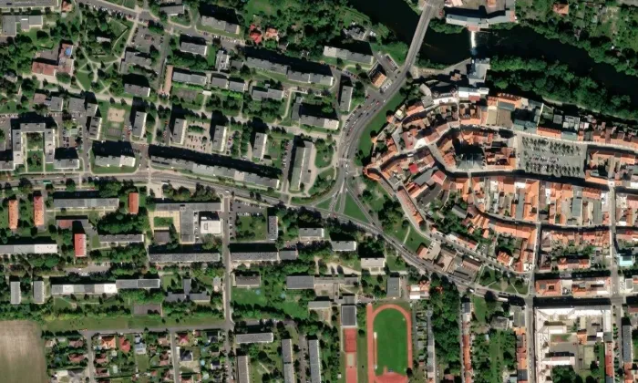 Městské opevnění (Louny) – letecký pohled
