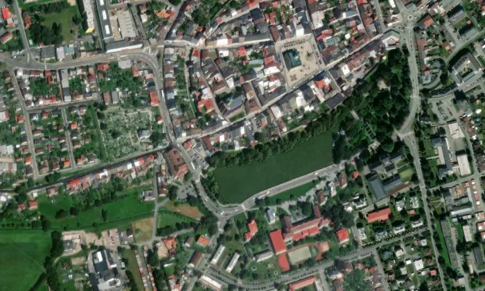 Městské opevnění (Polička) – letecký pohled