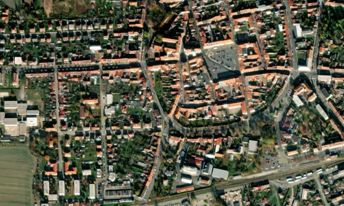 Městské opevnění (Vodňany) – letecký pohled