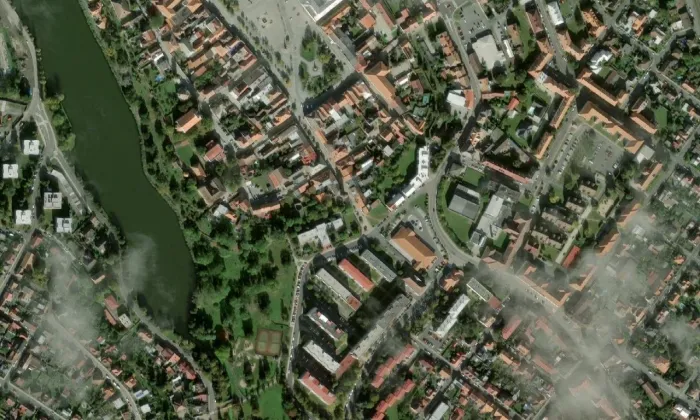 Městské opevnění v Čáslavi – letecký pohled