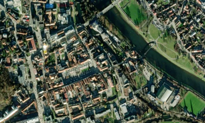 Městské opevnění v Berouně – letecký pohled