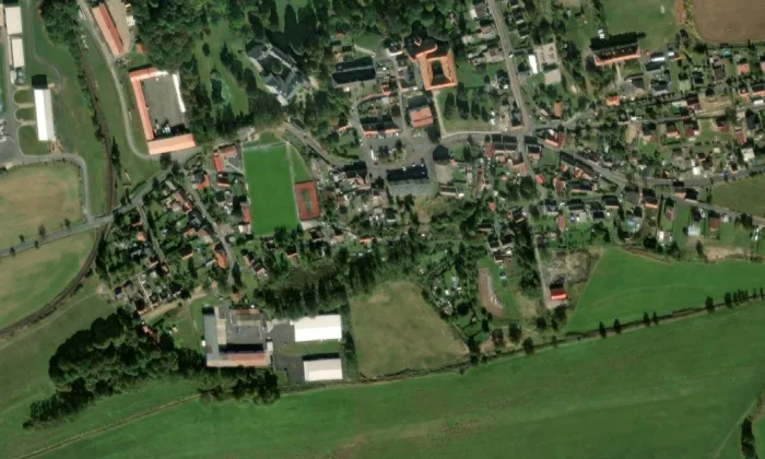 Městské opevnění v Chyši – letecký pohled
