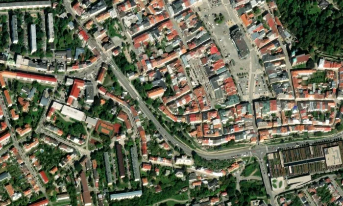 městské opevnění v Jihlavě – letecký pohled