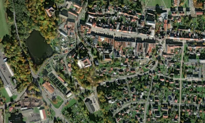 městské opevnění v Plané – letecký pohled