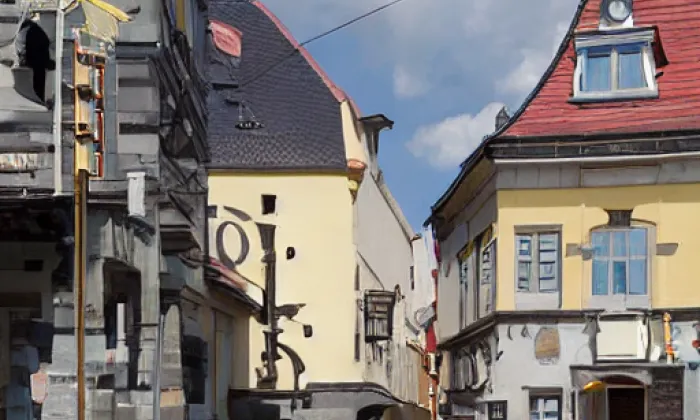 Městské opevnění ve Slaném – akvarel