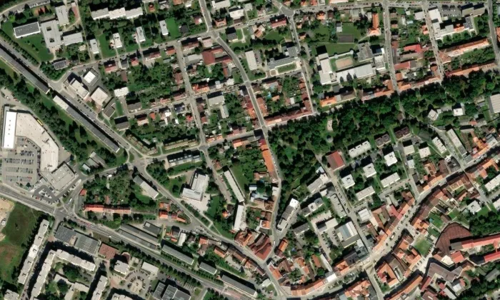 Městské opevnění ve Strakonicích – letecký pohled