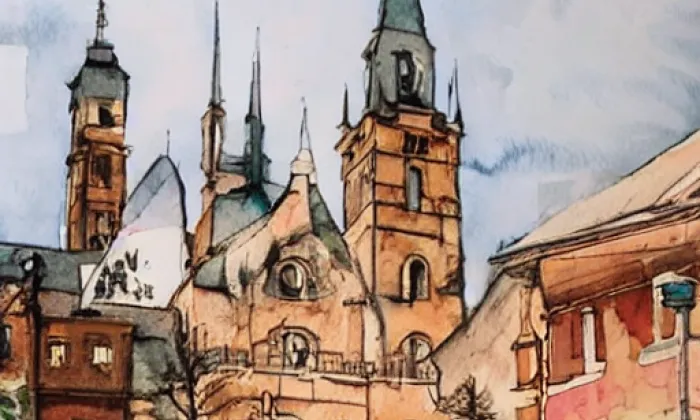 Malostranská mostecká věž – akvarel