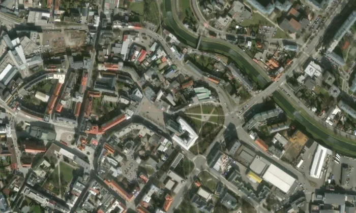 Mariánský morový sloup – letecký pohled