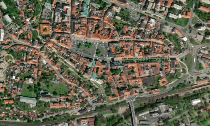 Mariánský sloup (Litoměřice) – letecký pohled