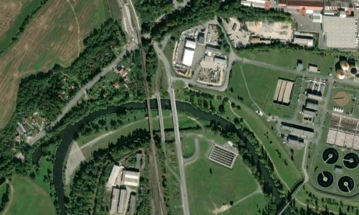 Masarykův most (Plzeň) – letecký pohled